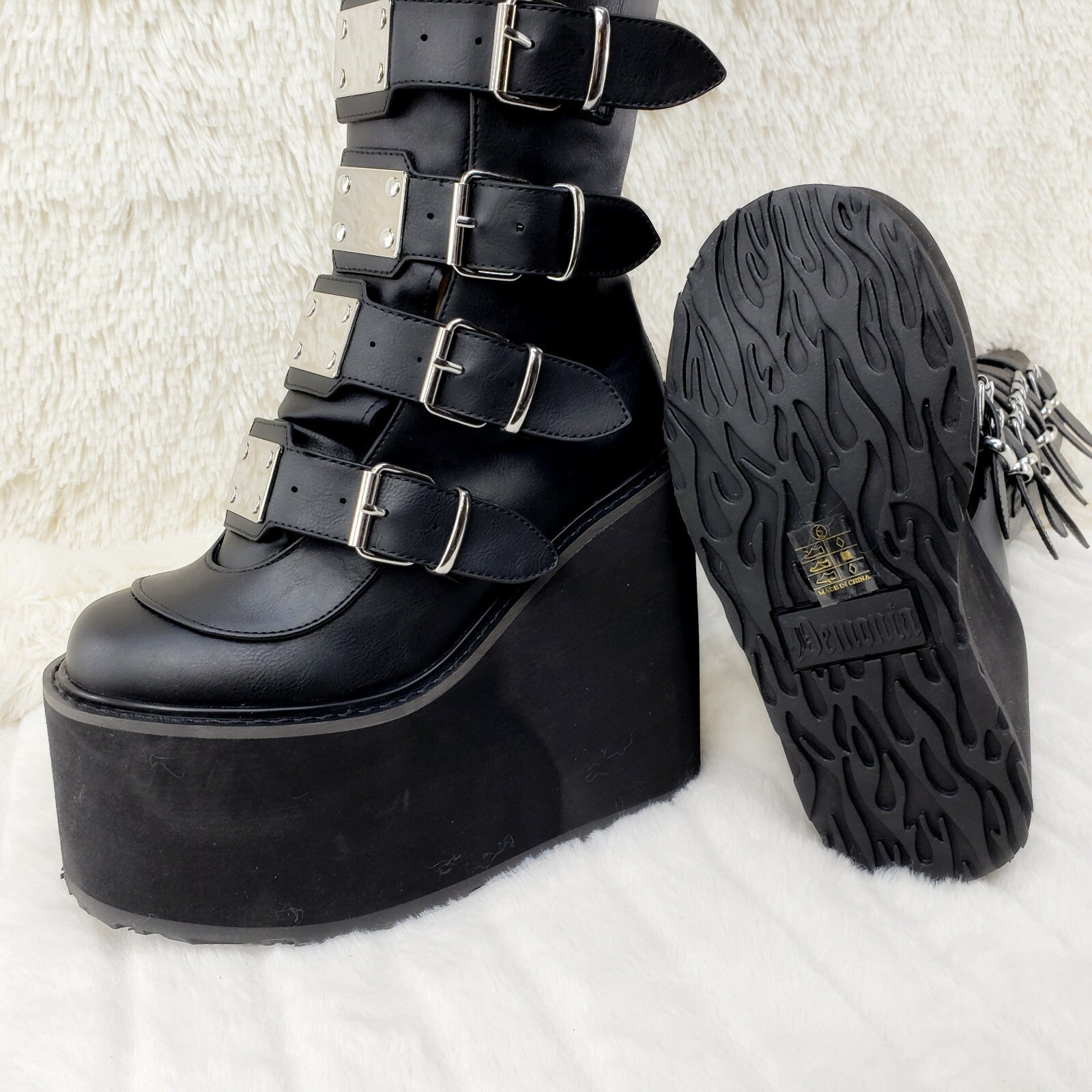 Trinity Swing 815 Black Matte Goth Knee Boot 5.5" Platform DEMONIANY