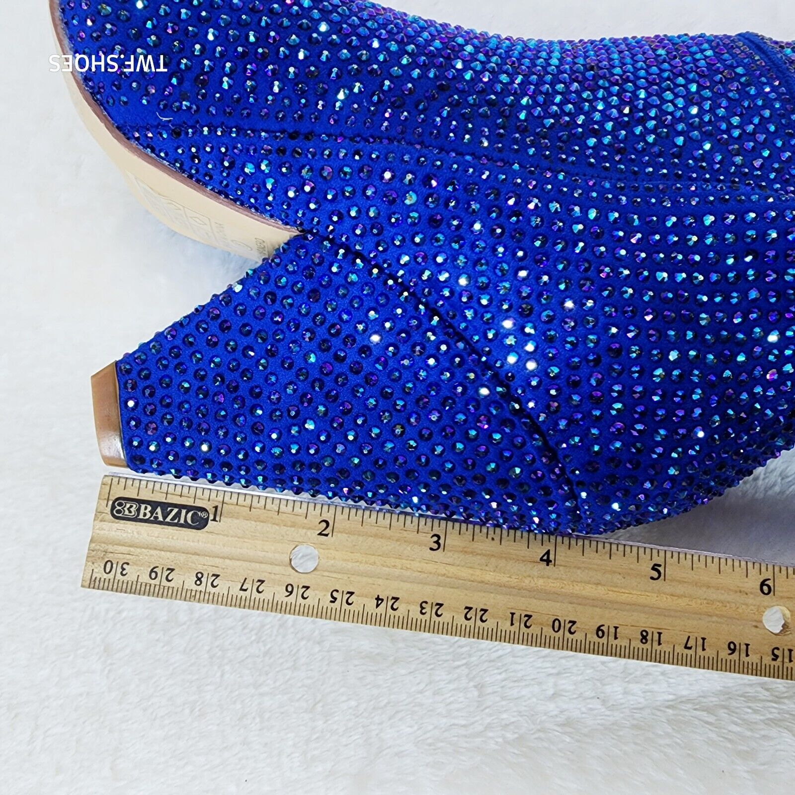 Vegas Blue Rhinestone Over the Knee Thigh boots 4.25" Heels Party Boots - Totally Wicked Footwear