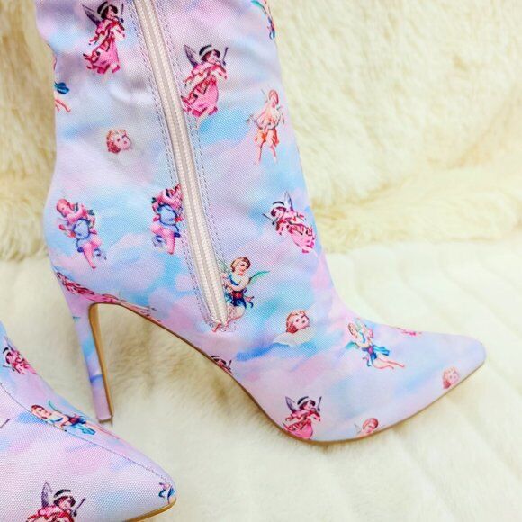 Angel Charub Tie Dye Thigh High Heel Boots Bad Girlz