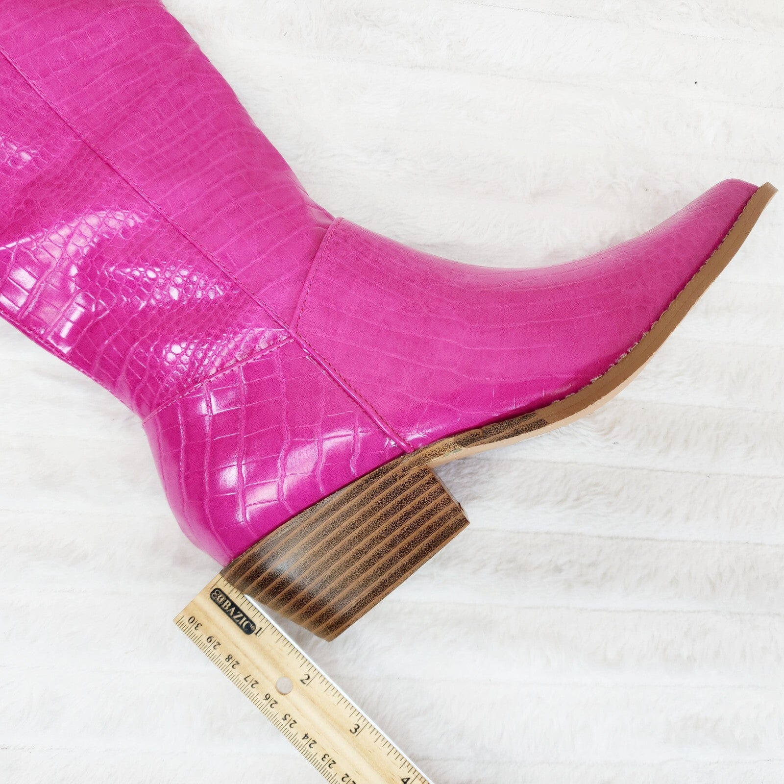 Sassy Fuchsia Hot Pink Snake Texture Western Knee High 2" Heel Cowgirl Boots