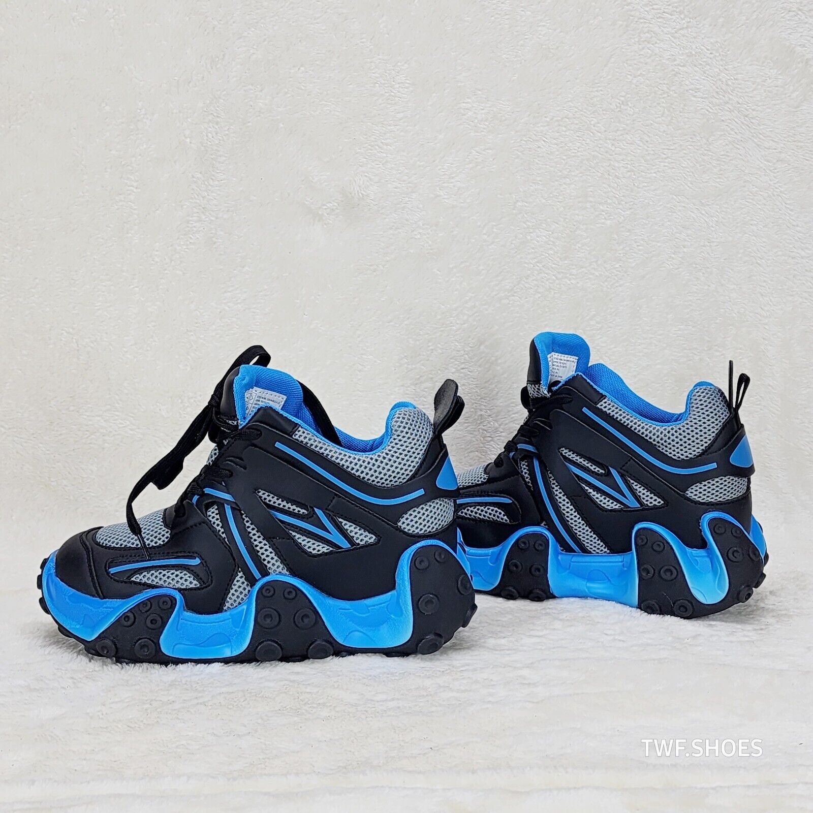 Anthony Wang Alien Black & Blue Hidden Wedge Platform Sneakers Tentacle Tread - Totally Wicked Footwear