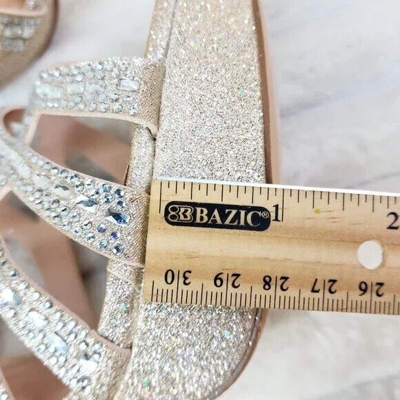 SELENE 4.5" High Heel Platform Shoe Cutout Cage Rhinestones Shimmery Champagne - Totally Wicked Footwear