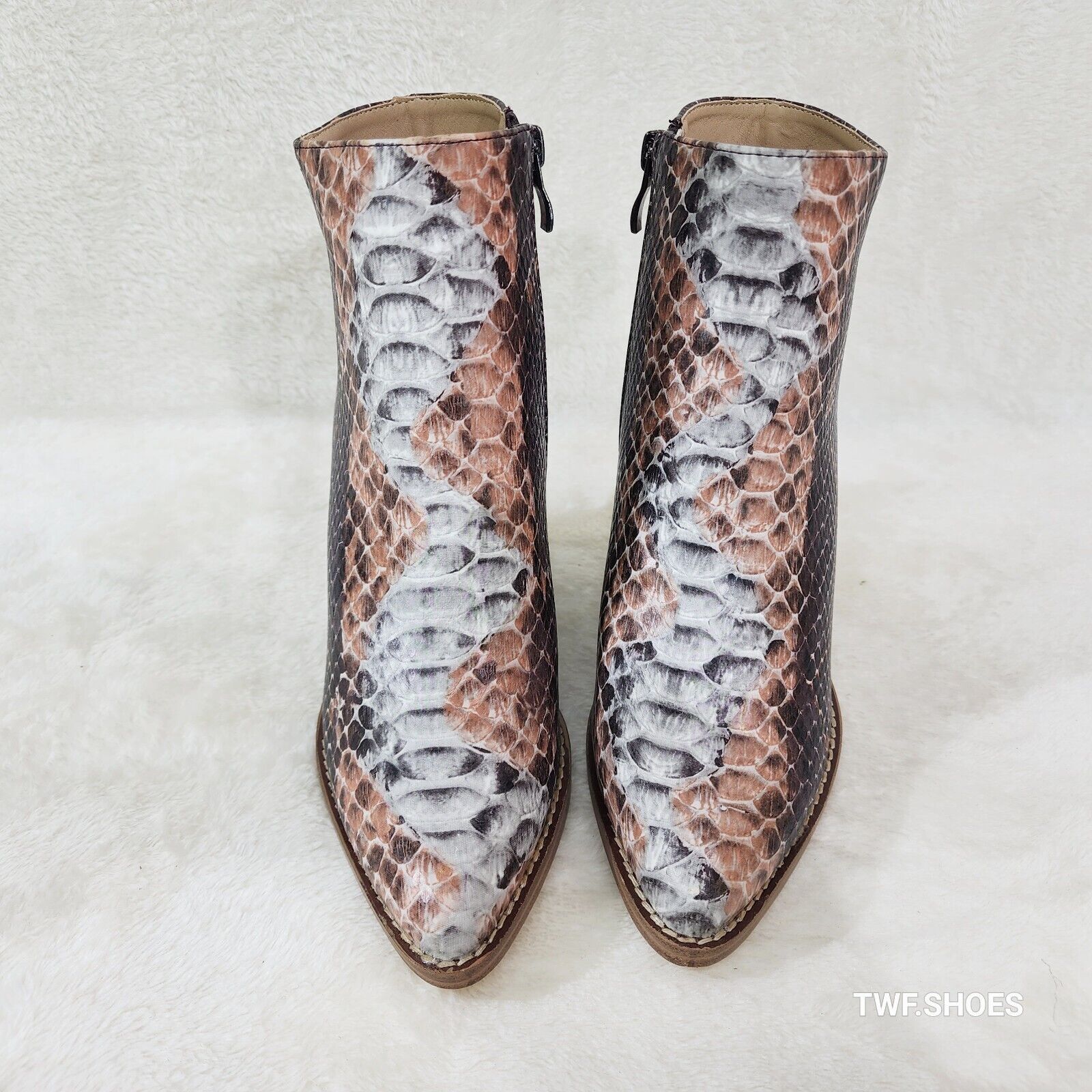 Autumn Colorful Multi Snake Country Western Cowgirl Ankle Boots Booties - Totally Wicked Footwear