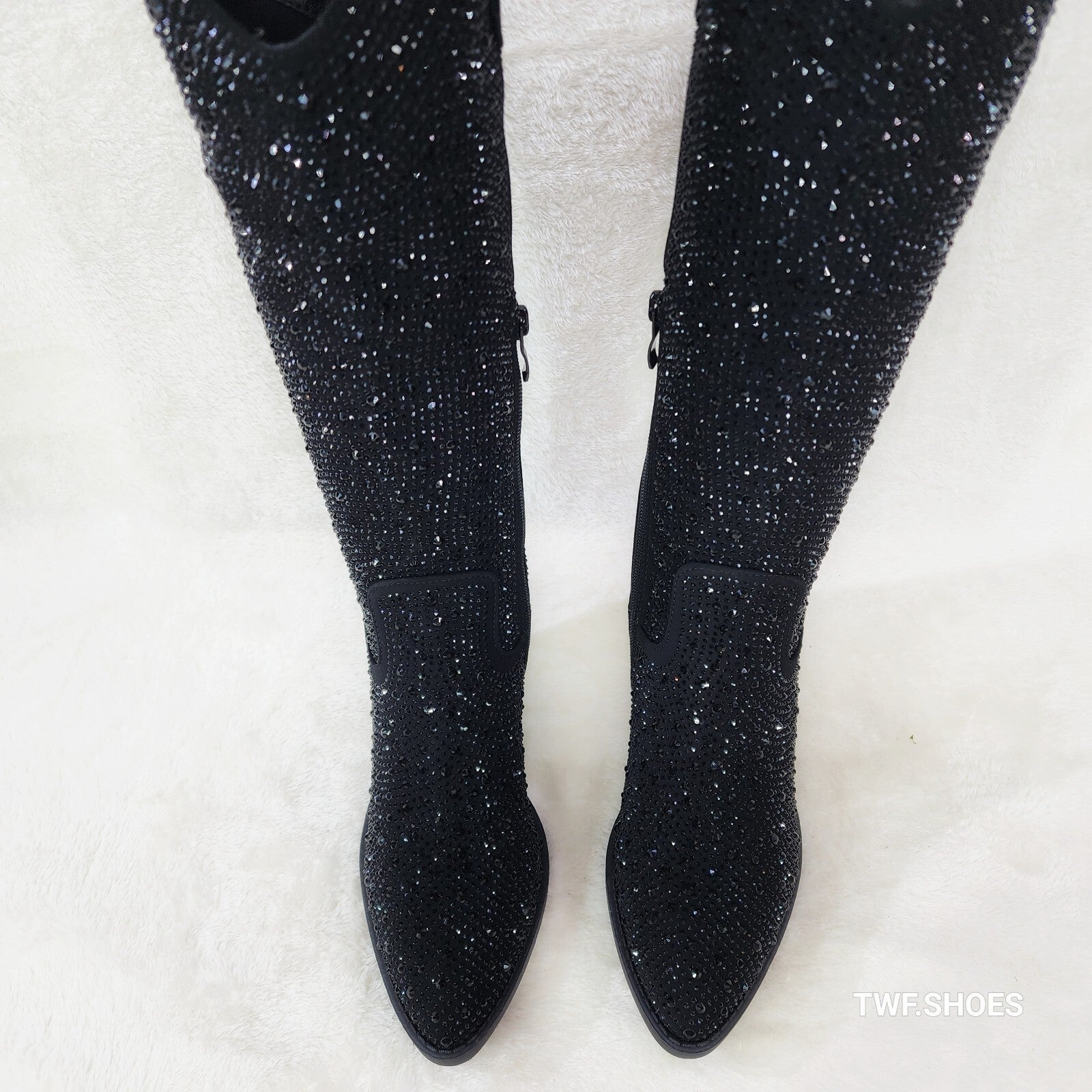 Wild One Glamour Black Rhinestone Glam Glitter Country Western Cowgirl Boots