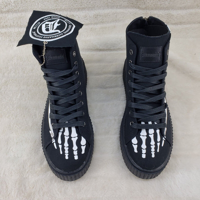 Sneeker X RAY Skeleton Foot Hi-Top Creeper Sneaker Goth Punk Men's IN HOUSE - Totally Wicked Footwear