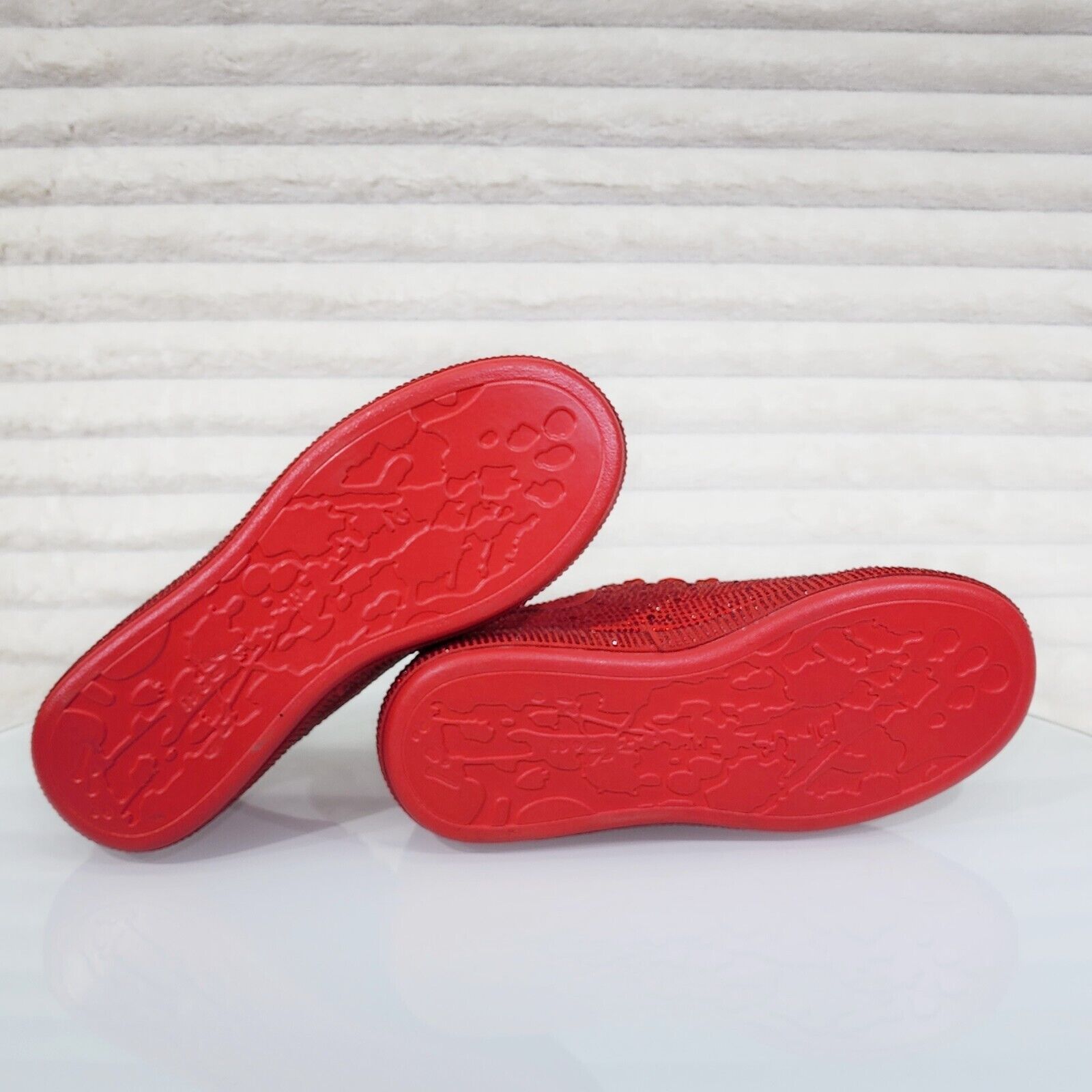 Dazzle Cush Red Rhinestone Comfy Platform Sneakers Tennis Shoes - Totally Wicked Footwear