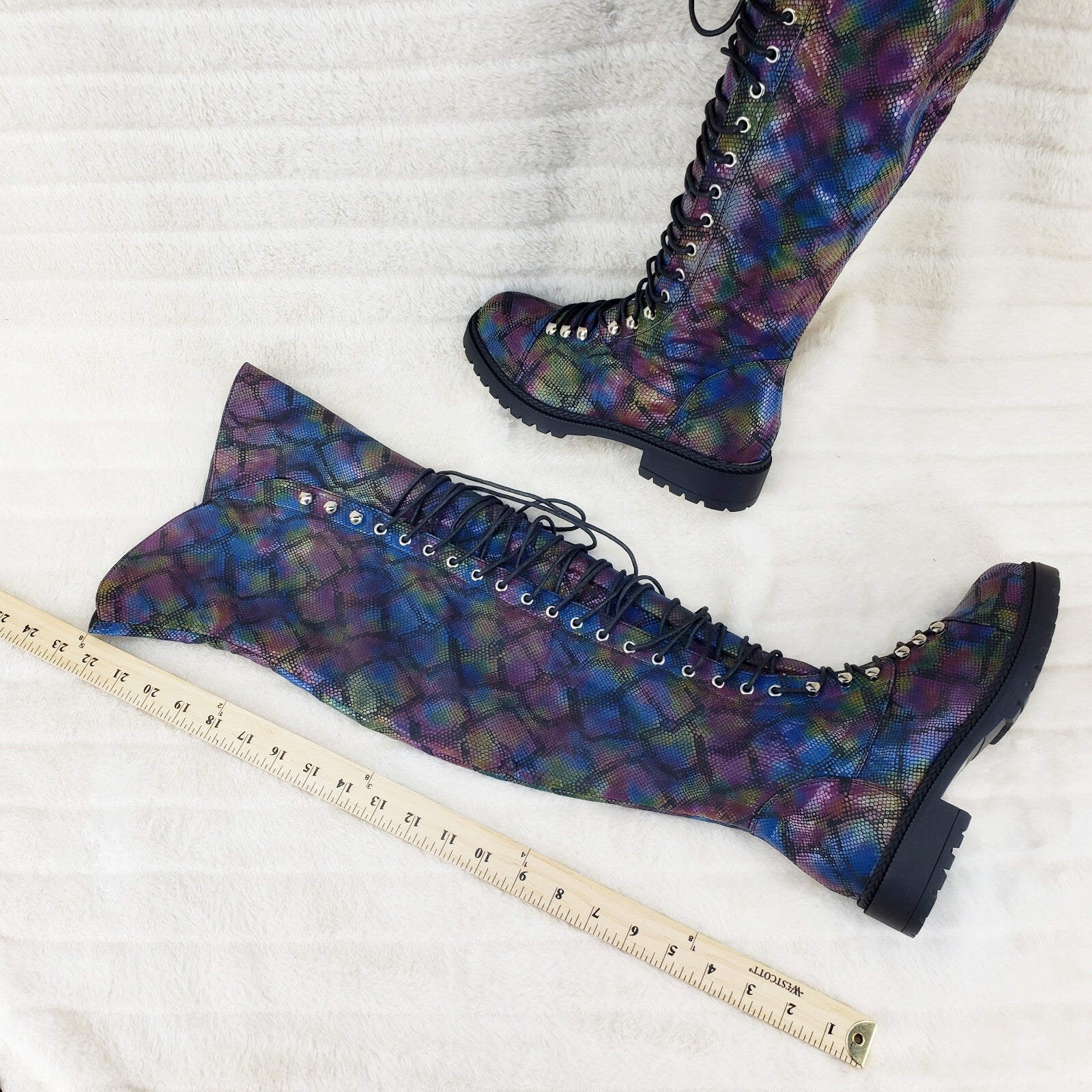 Ocho Colorful Rainbow Snake Corset Lace Over the Knee Fashion Riding Boot Travis