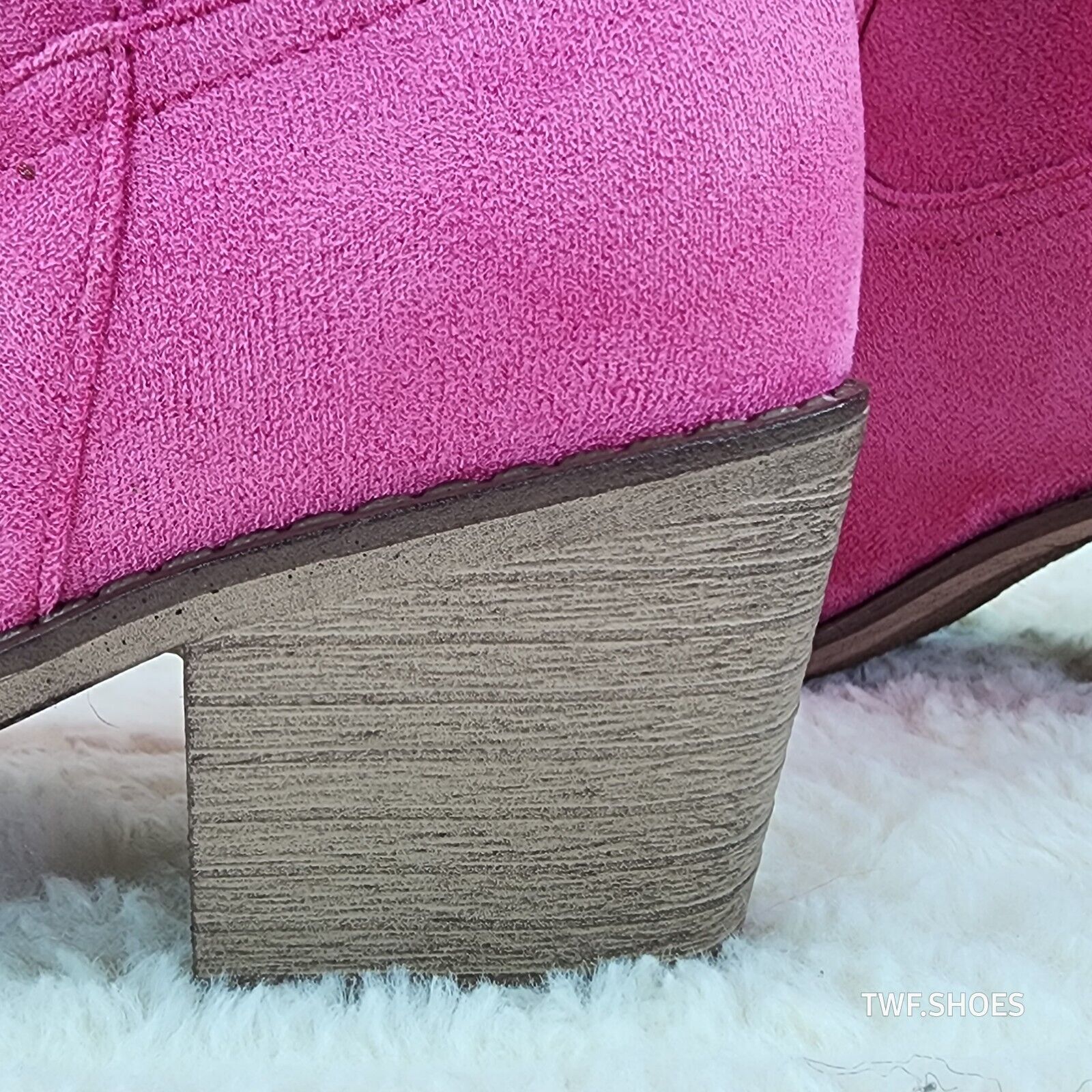 Wild Ones Fuchsia Pink Faux Suede Pull On Mid Calf Cowboy Cowgirl Boots - Totally Wicked Footwear