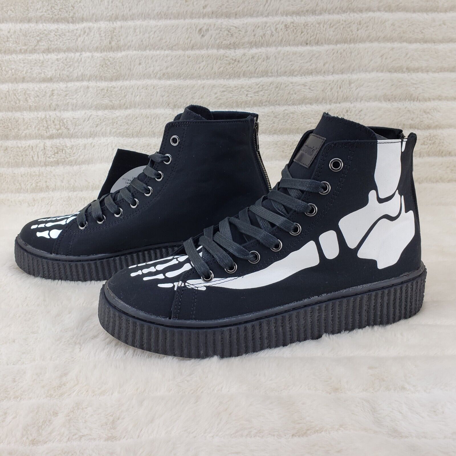 Sneeker X RAY Skeleton Foot Hi-Top Creeper Sneaker Goth Punk Men's IN HOUSE - Totally Wicked Footwear