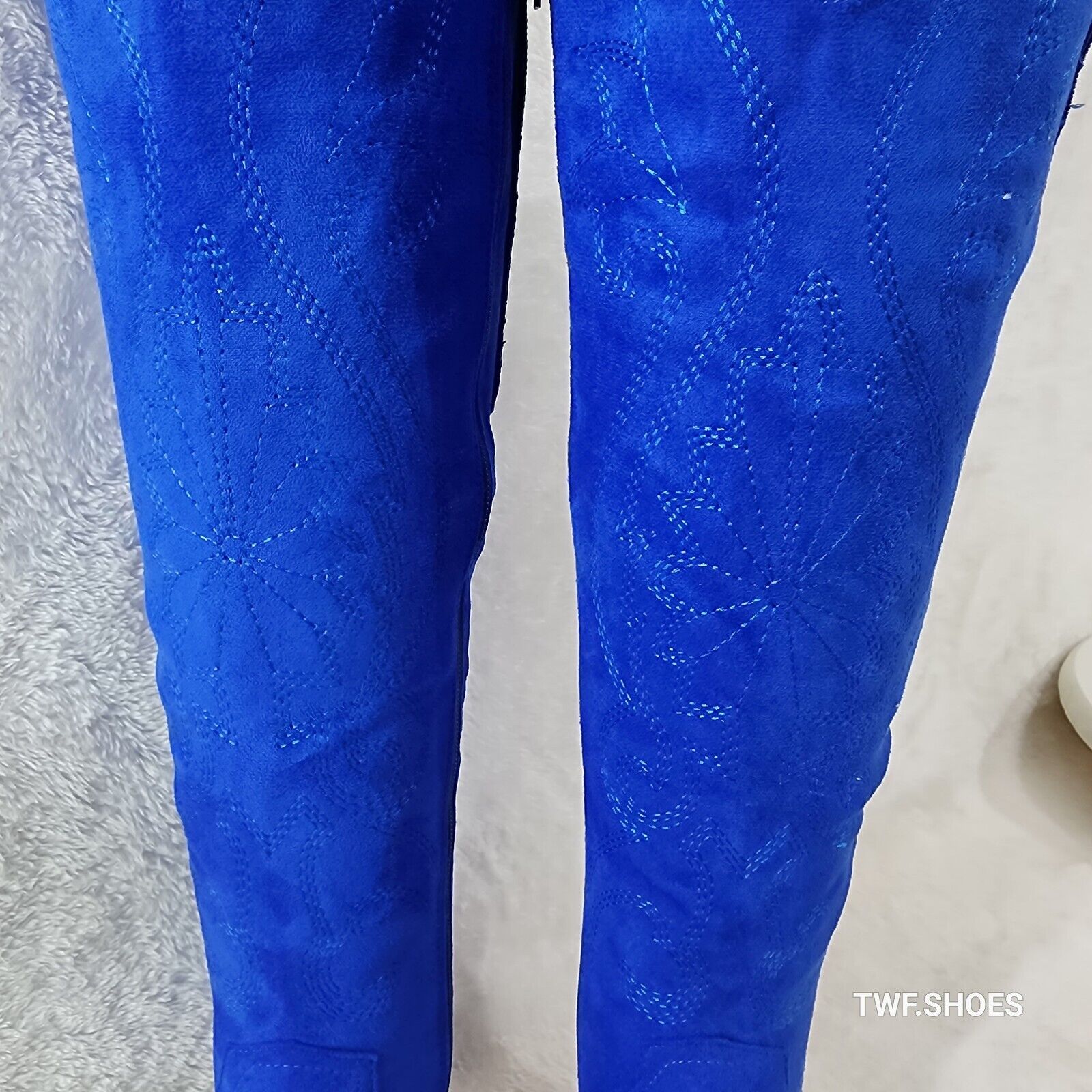 Wild Ryder Bright Deep Blue Faux Suede Country Western Cowgirl Boots - Totally Wicked Footwear