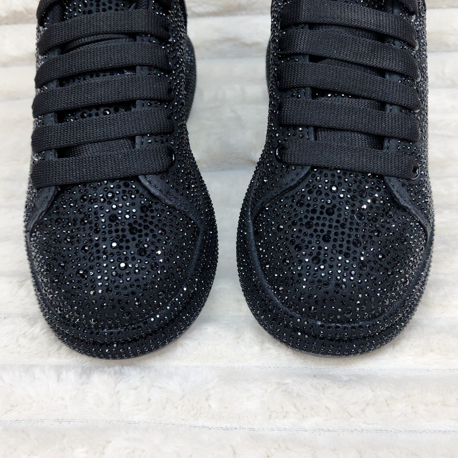 Dazzle Cush Black Rhinestone Platform Sneakers Tennis Shoes