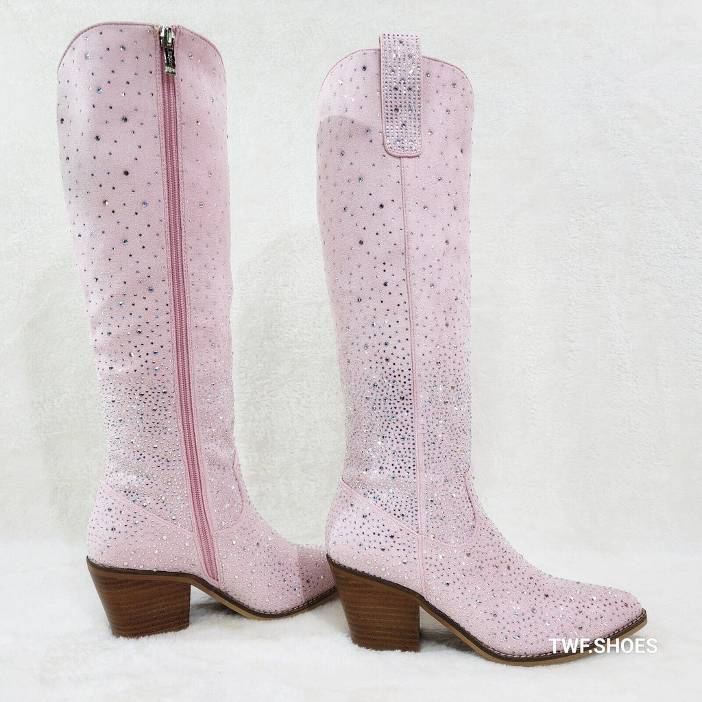 Wild Ones Glamour Cowboy Baby Light Pink Silver Rhinestone Cowgirl Boots - Totally Wicked Footwear