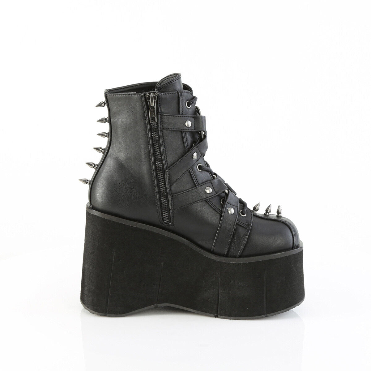 Demonia Kera Goth Platform Wedge Ankle Boots With Chain Charms & Pentagram - Totally Wicked Footwear