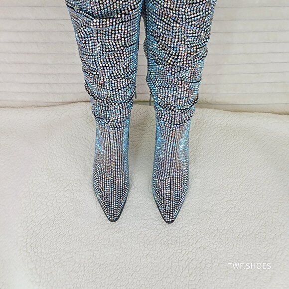Cape Robbin Diamond Rider Rhinestone Glamour Western Slouch Draped Knee Boots - Totally Wicked Footwear