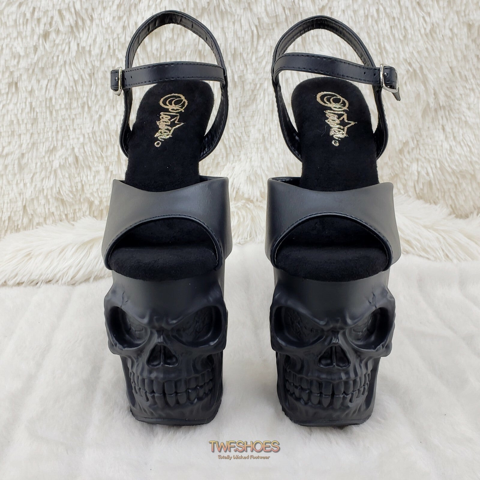 Rapture Black Matte Skull & Bones 8" High Heel Platform Shoes 5-10 NY