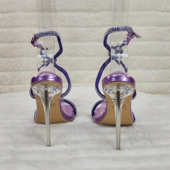 Lexton Purple Metallic Knotted Strap Rhinestone Stiletto High Heels Sandal NEW - Totally Wicked Footwear