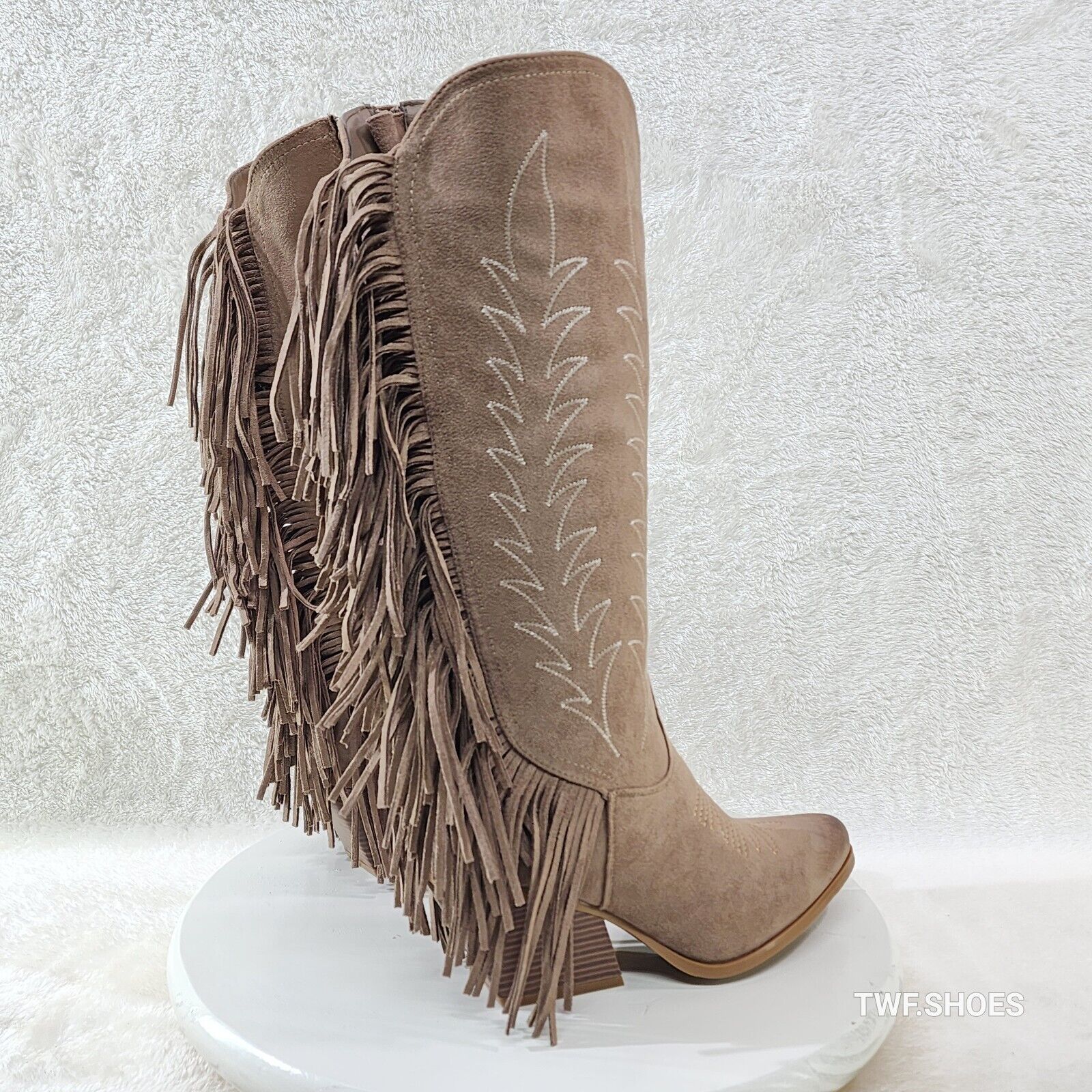 Dusty Roads Coco Taupe Back Fringe Cowboy Western Cowgirl Boots - Totally Wicked Footwear