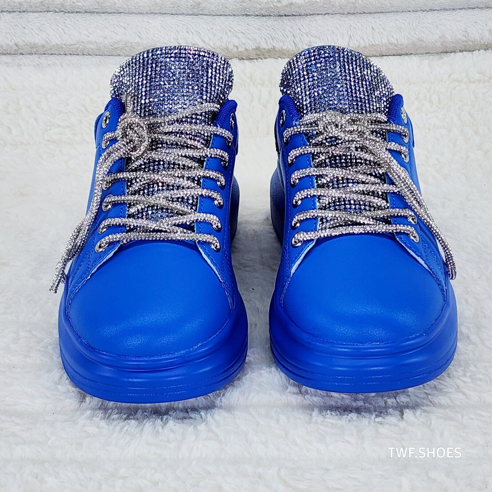 Comfy Cush 4 Brilliant Blue Rhinestone Fashion Sneakers Tennis Shoes - Totally Wicked Footwear