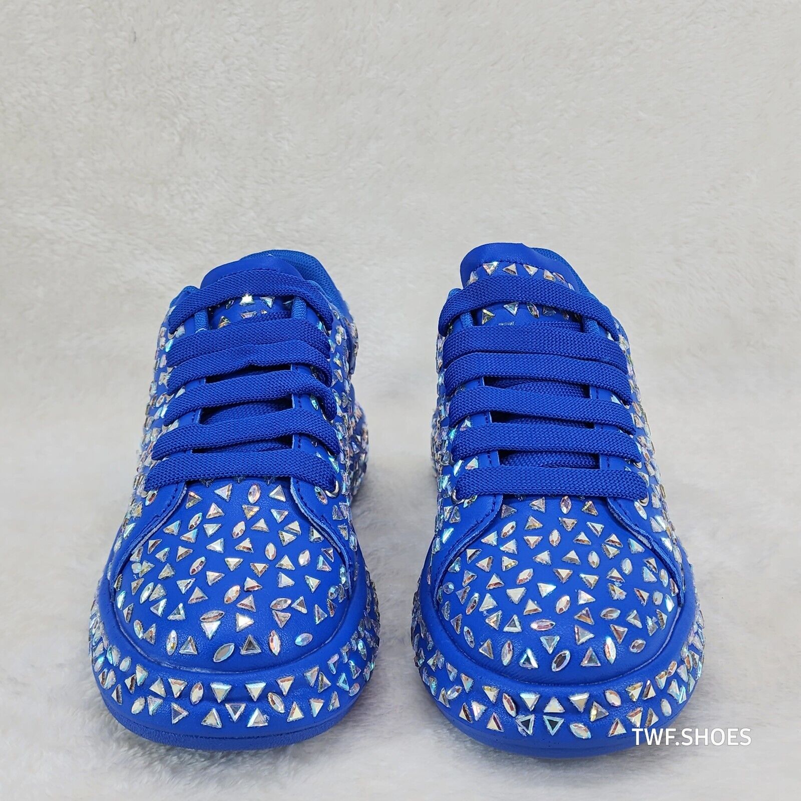 Geo Dazzle Cush Iridescent Stone Blue Platform Sneakers Tennis Shoes - Totally Wicked Footwear