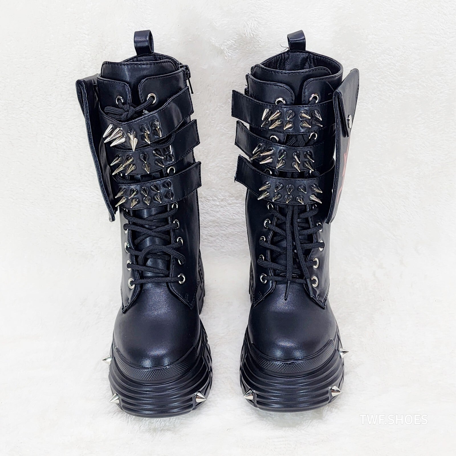 Anthony Wang Blackest Night Cyber Punk Goth Mid Calf Platform Boots
