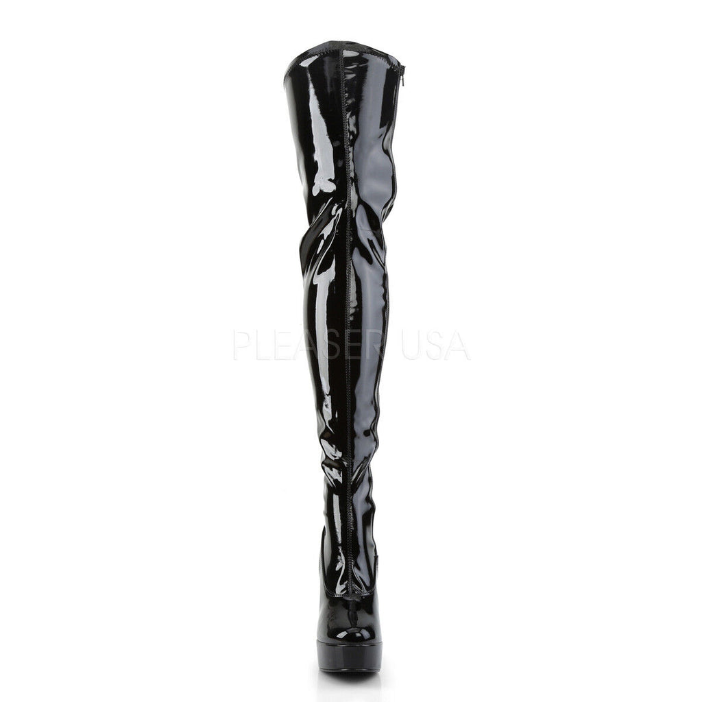 Electra 3000z Stretch Patent Thigh High Platform Boots Chunky 5" Heel Size 10 NY - Totally Wicked Footwear