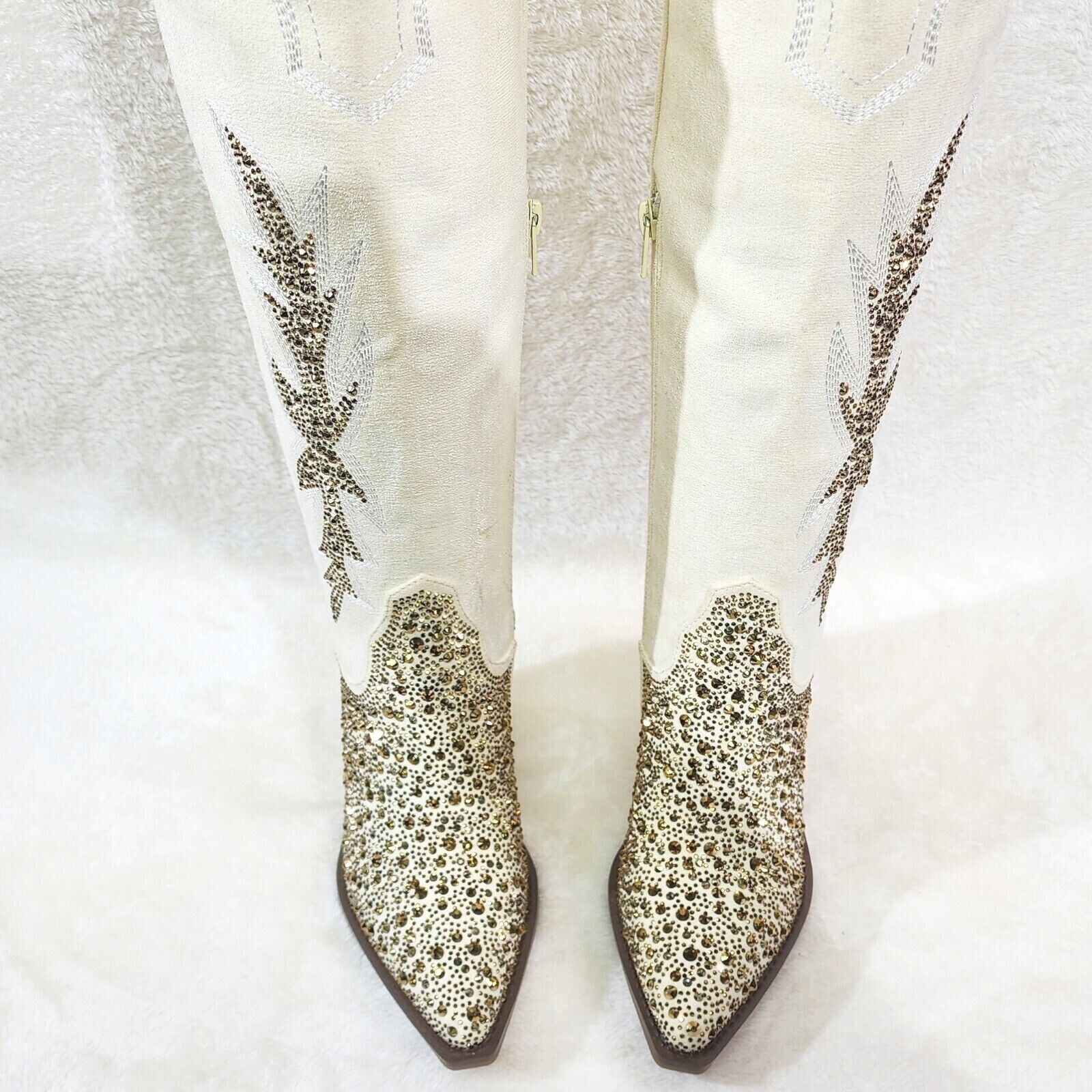 Murrey Buttery Ivory  With Rhinestones Glamour Western Cowgirl Boots - Totally Wicked Footwear