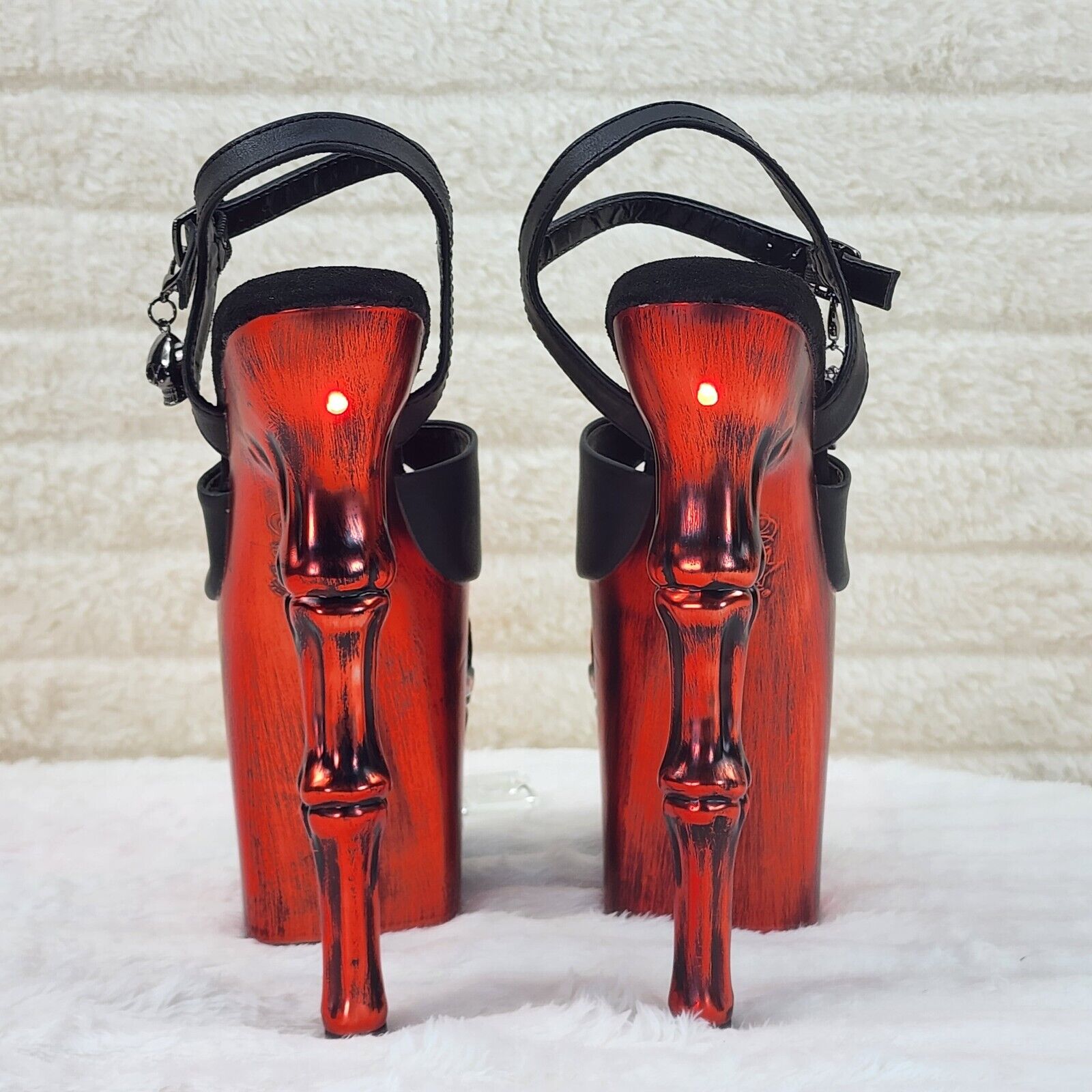 Rapture Black Matte Red Skull & Bones LED 8" High Heel Platform Shoes 5-10 NY - Totally Wicked Footwear