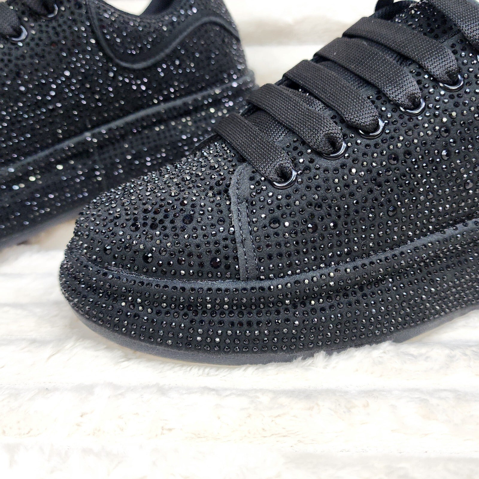 Dazzle Cush Black Rhinestone Platform Sneakers Tennis Shoes