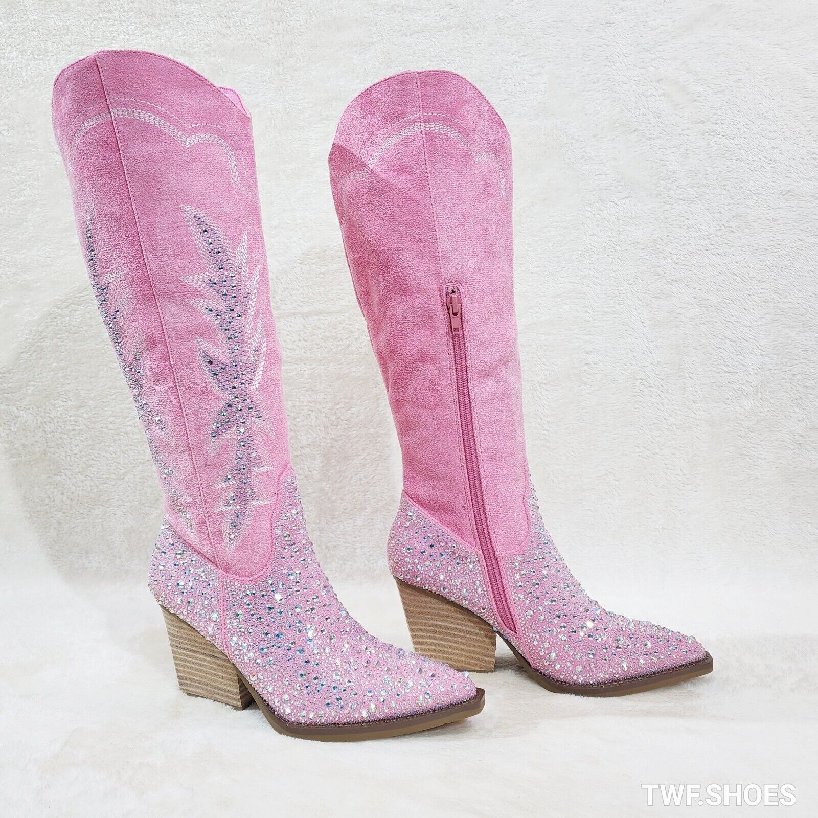 Murrey Bubble Gum Pink With Rhinestones Glamour Western Cowgirl Boots - Totally Wicked Footwear