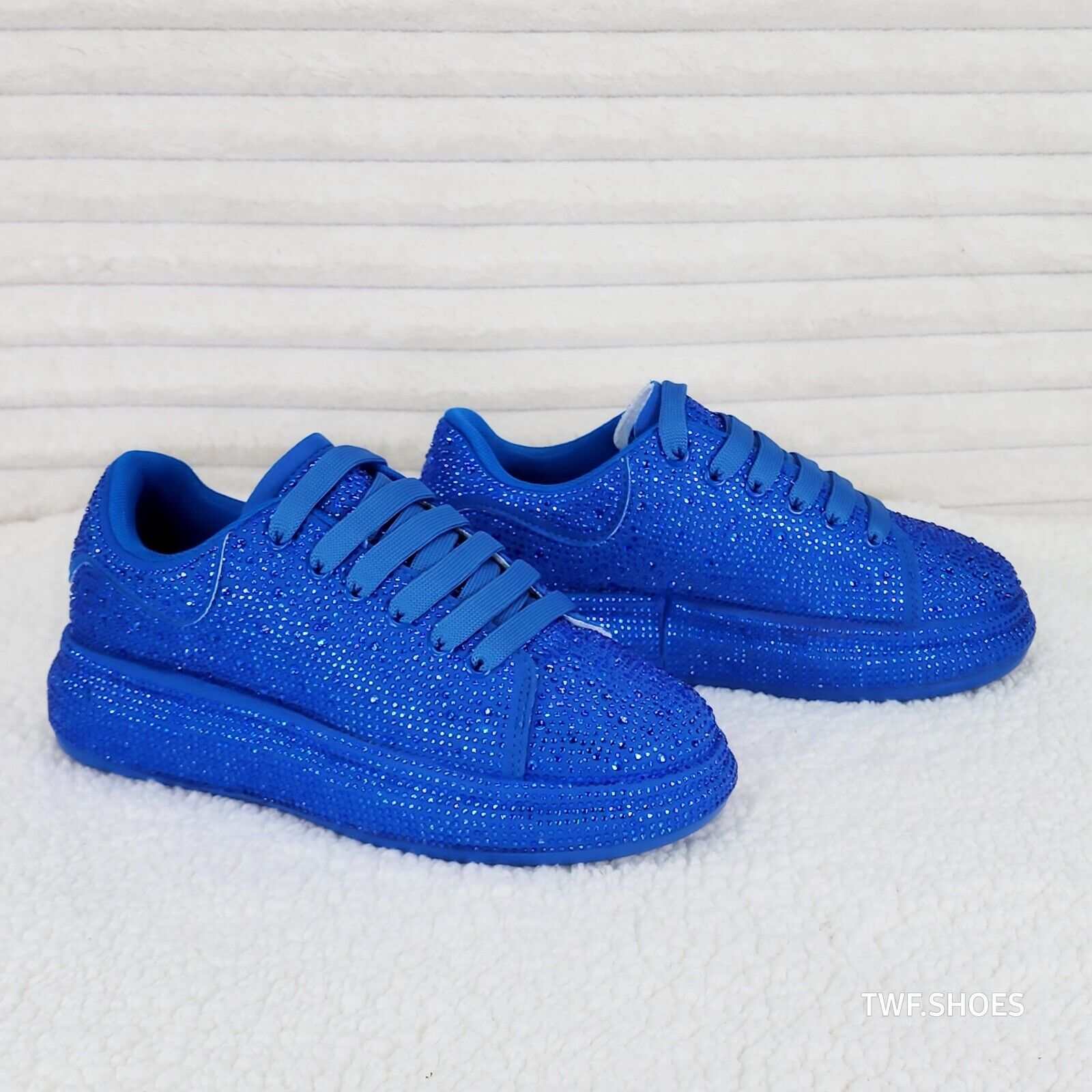 Dazzle Cush Iridescent Stone Blue Platform Sneakers Tennis Shoes - Totally Wicked Footwear