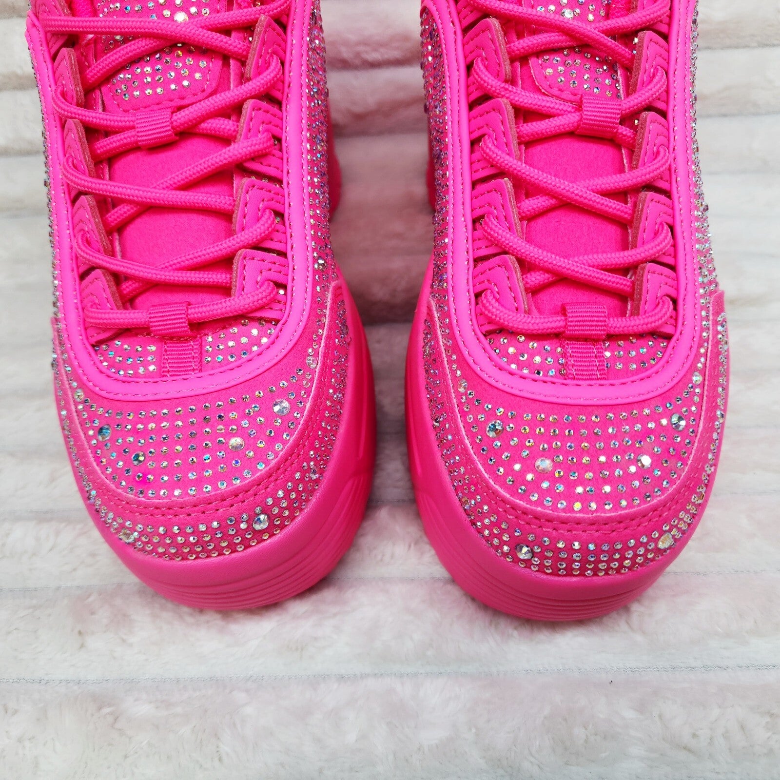 Ultra Cush Hot Pink Rhinestone Platform Sneakers