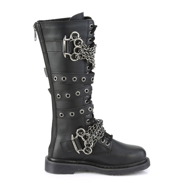 Bolt 450Goth Combat Biker Knee Boots Black Matte Men Sizes IN HOUSE NY DEMONIA