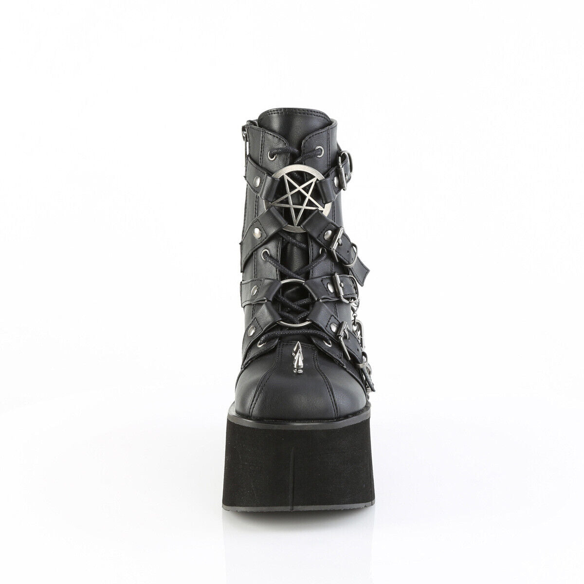 Demonia Kera Goth Platform Wedge Ankle Boots With Chain Charms & Pentagram - Totally Wicked Footwear