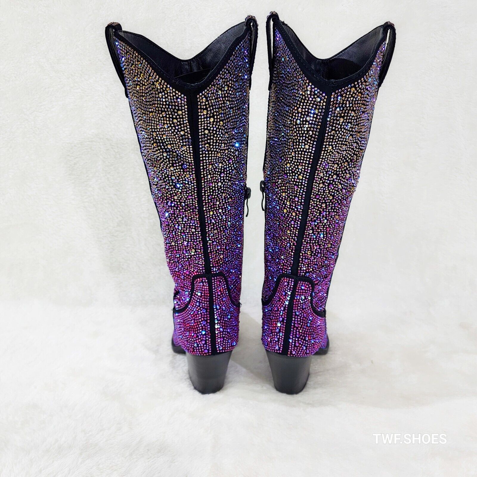 Wild Ones Glamour Cowboy Purple Multi Ombre Rhinestone Cowgirl Boots - Totally Wicked Footwear