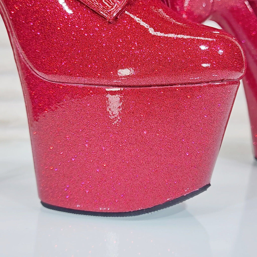 Adore 1020GP Fuchsia Pink Glitter Patent  7" High Heel Platform Ankle Boots NY - Totally Wicked Footwear