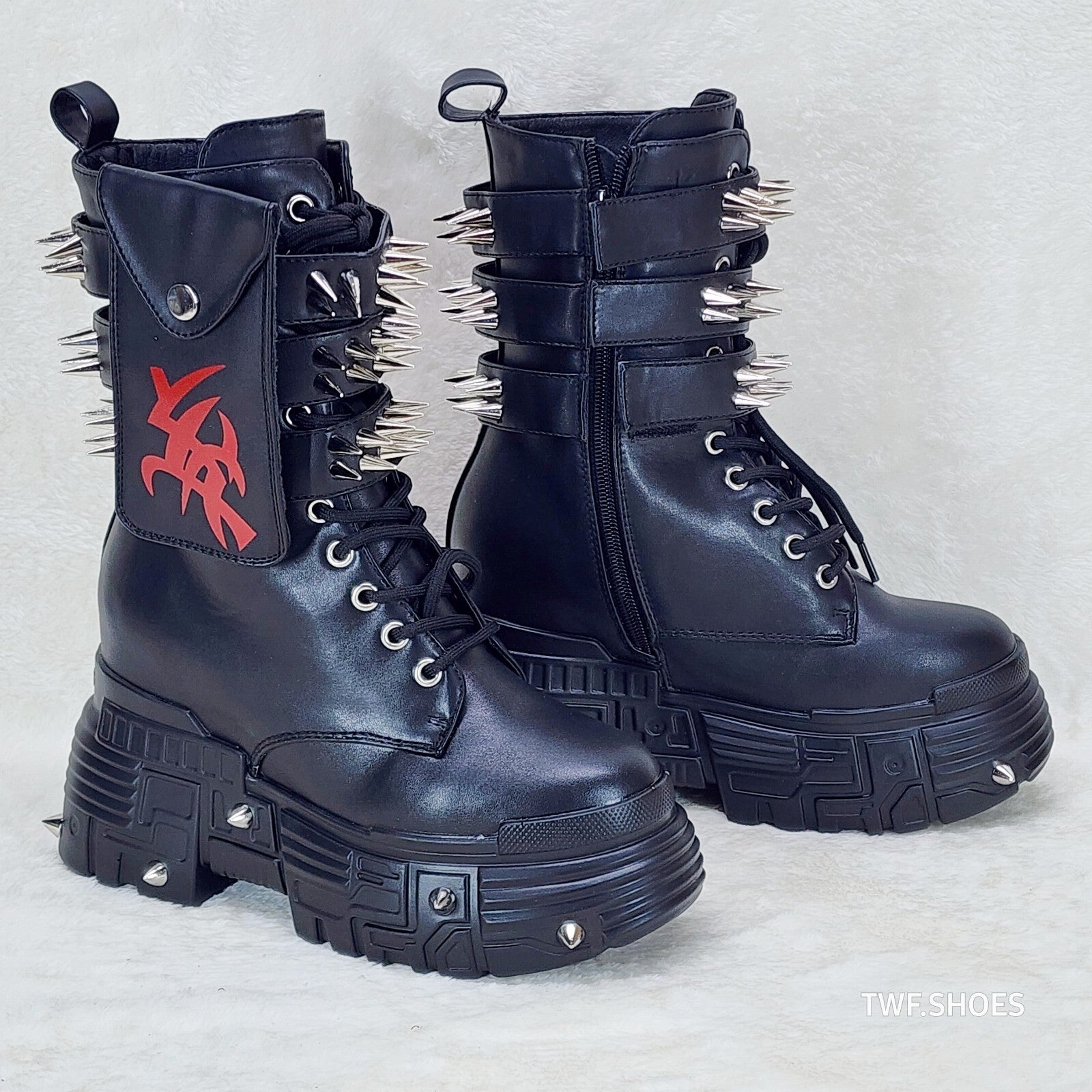 Anthony Wang Blackest Night Cyber Punk Goth Mid Calf Platform Boots