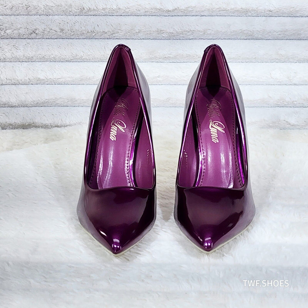 Fabio Violet Purple Patent 4.5" High Heel Shoes Pointy Toe Pump US Ladies 6-10 - Totally Wicked Footwear