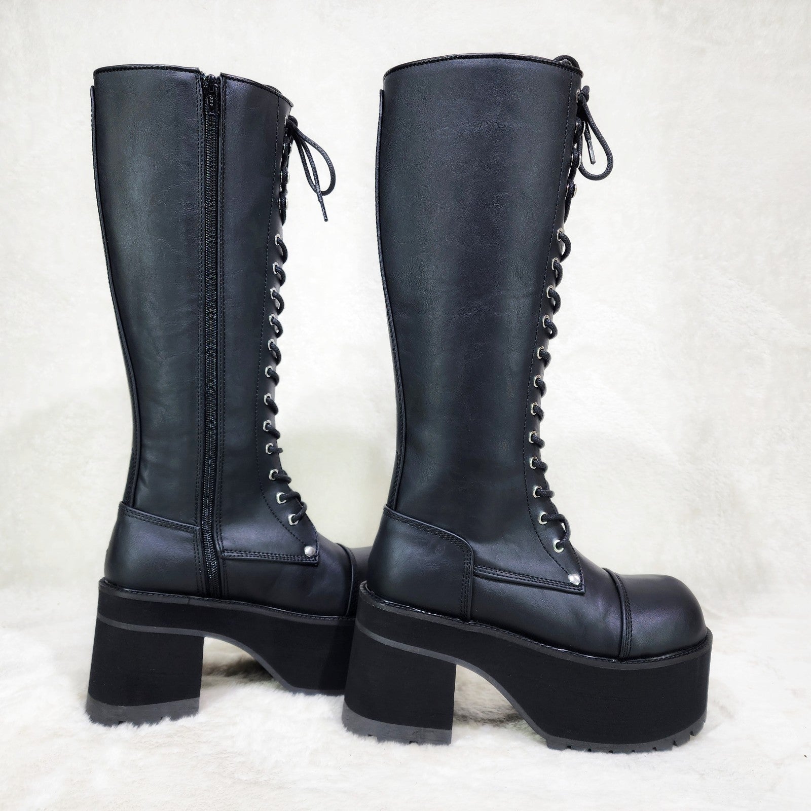 Ranger Goth Lumberjack Biker Mens Platform Knee Boots VEGAN