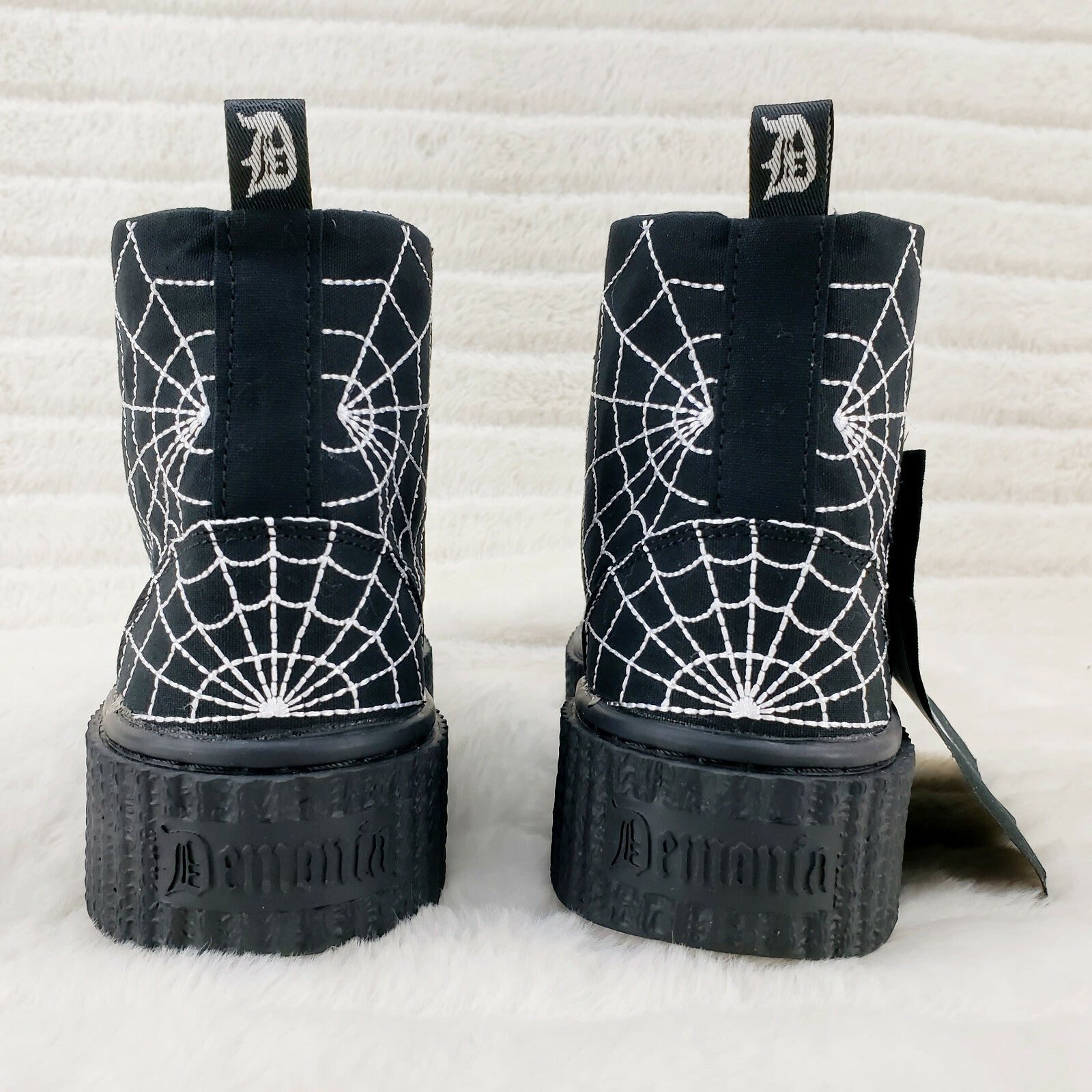 DEMONIA  Stitched Spider Web Hi-Top Creeper Sneaker Goth Punk Men's