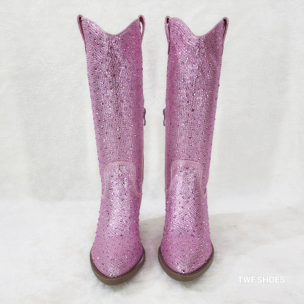 Wild One Glamour Baby Pink Rhinestone Glam Glitter Country Western Cowgirl Boots - Totally Wicked Footwear