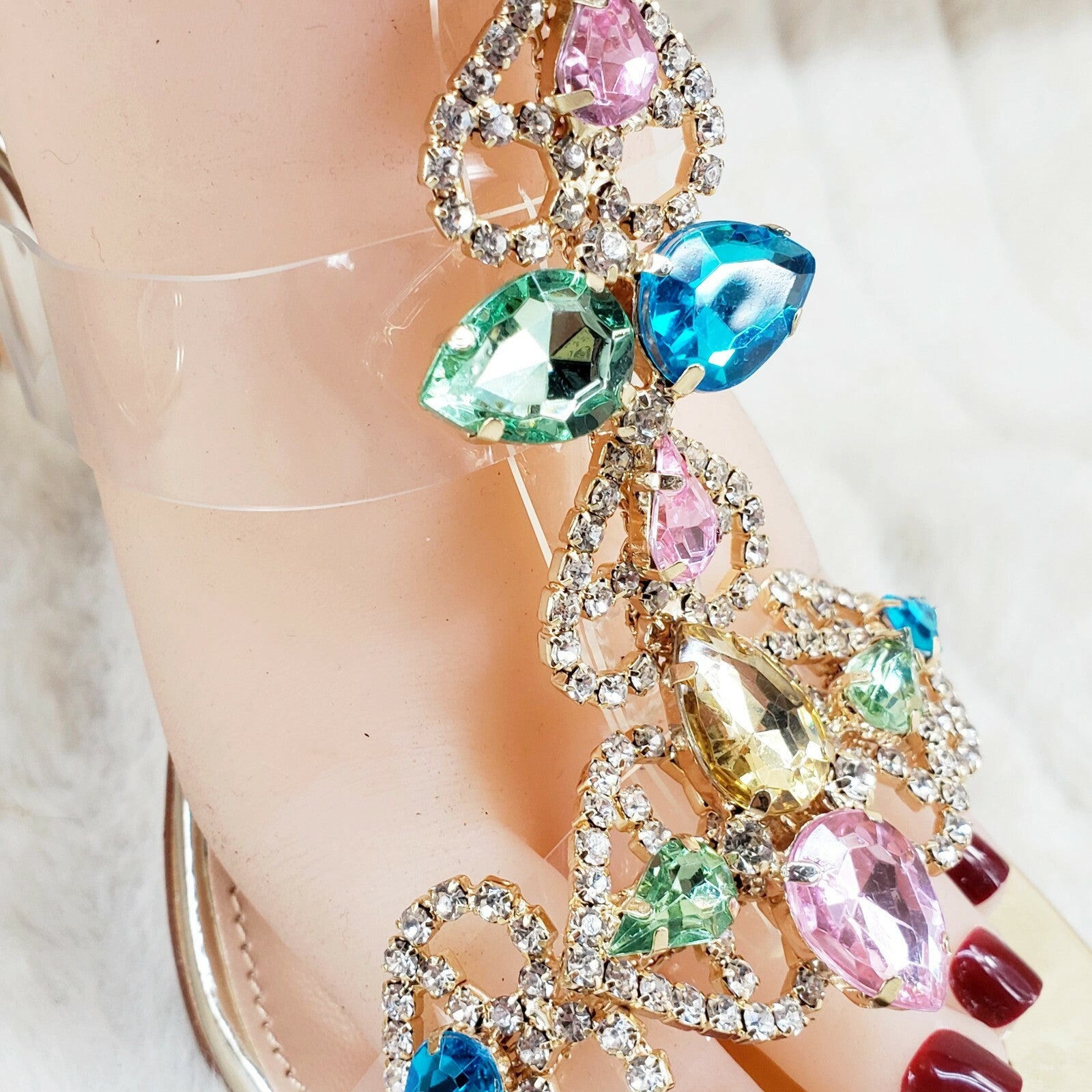 Breezy Jewels Rhinestone 4" High Heel Sandals Prom Wedding Party Shoes Gold