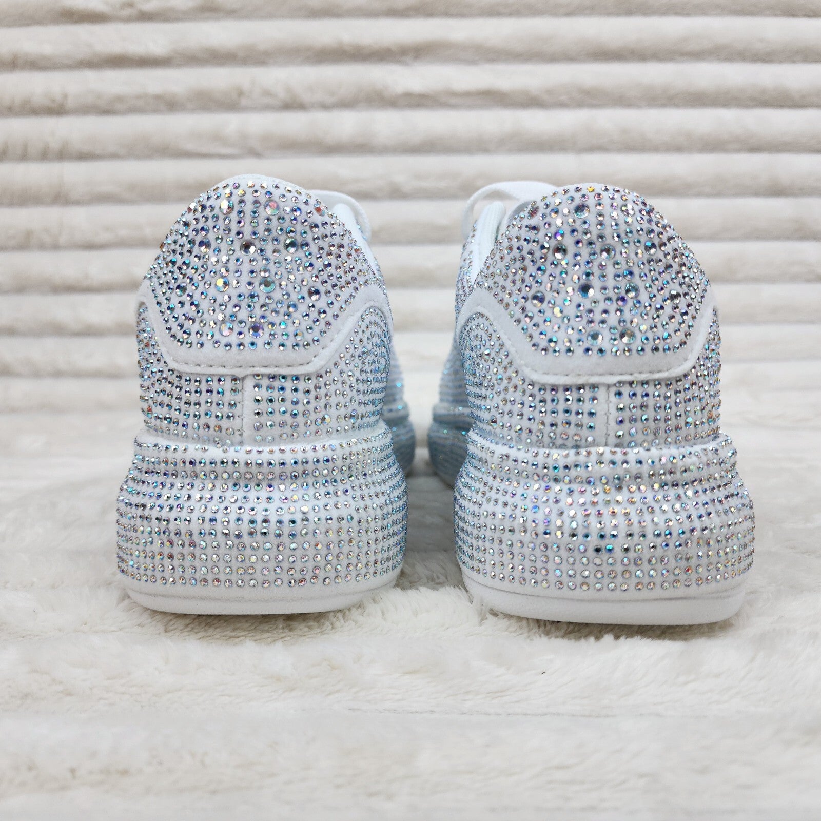 Dazzle Cush White Rhinestone Platform Sneakers Tennis Shoes