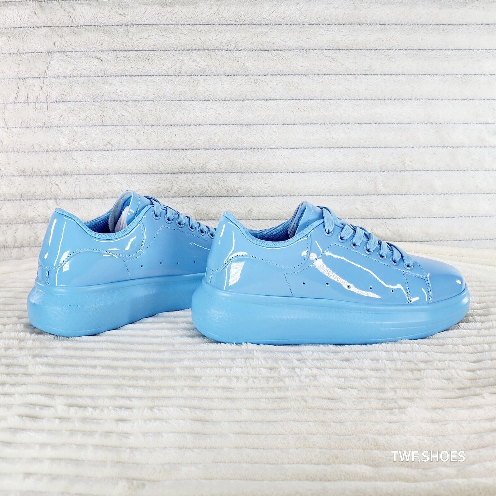 Cush Baby 3 Patent Baby Blue Comfy Sneakers Tennis Shoes - Totally Wicked Footwear