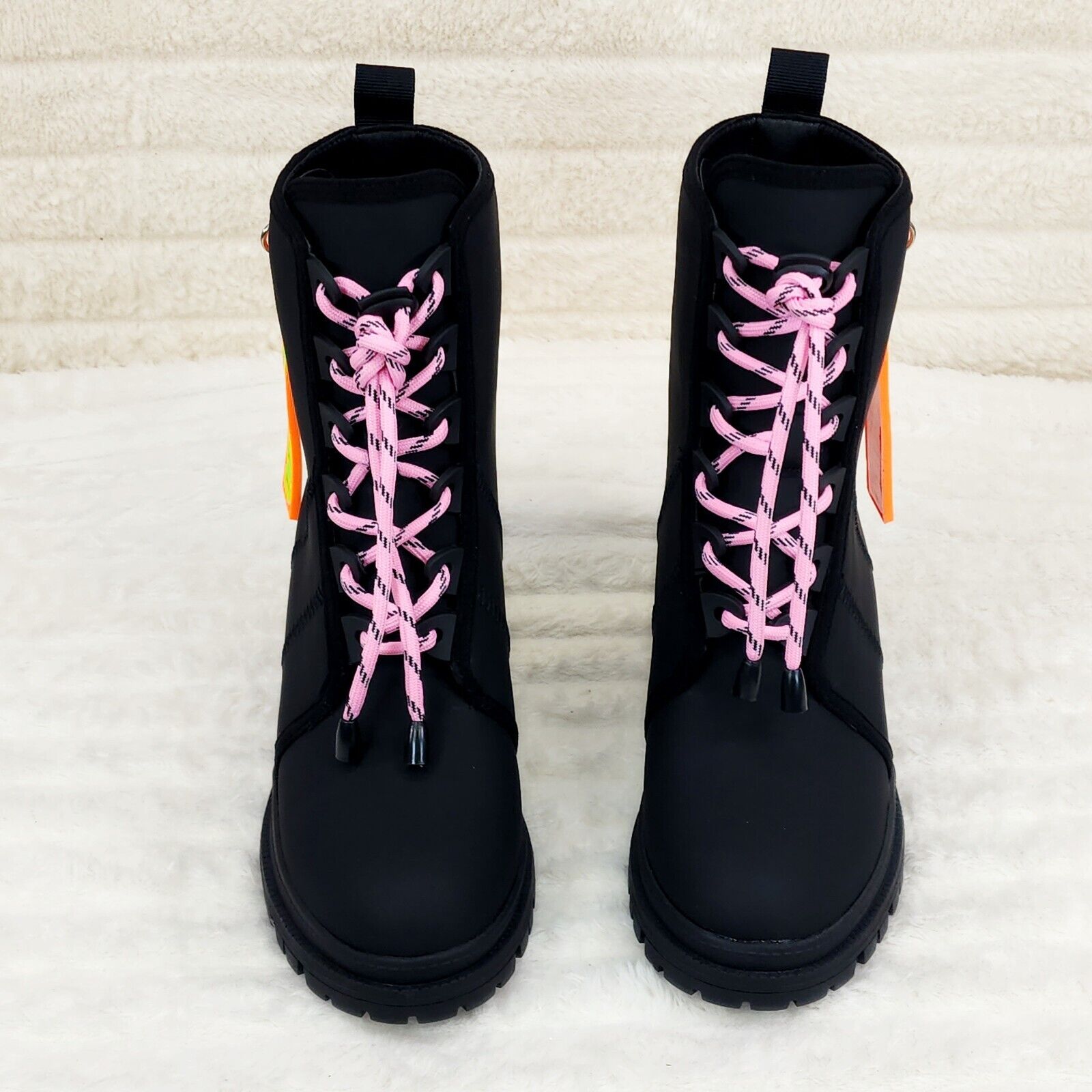 CR Aces Black Iridescent Rhinestone Lace Up Platform Sneaker Combat Ankle Boots - Totally Wicked Footwear