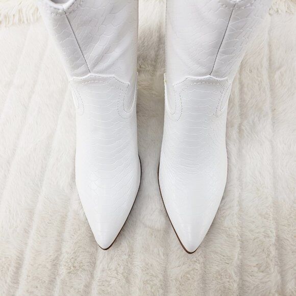 Slayer White Cowgirl Cowboy Ankle Boots Western Block Heels US Sizes 7-11 - Totally Wicked Footwear
