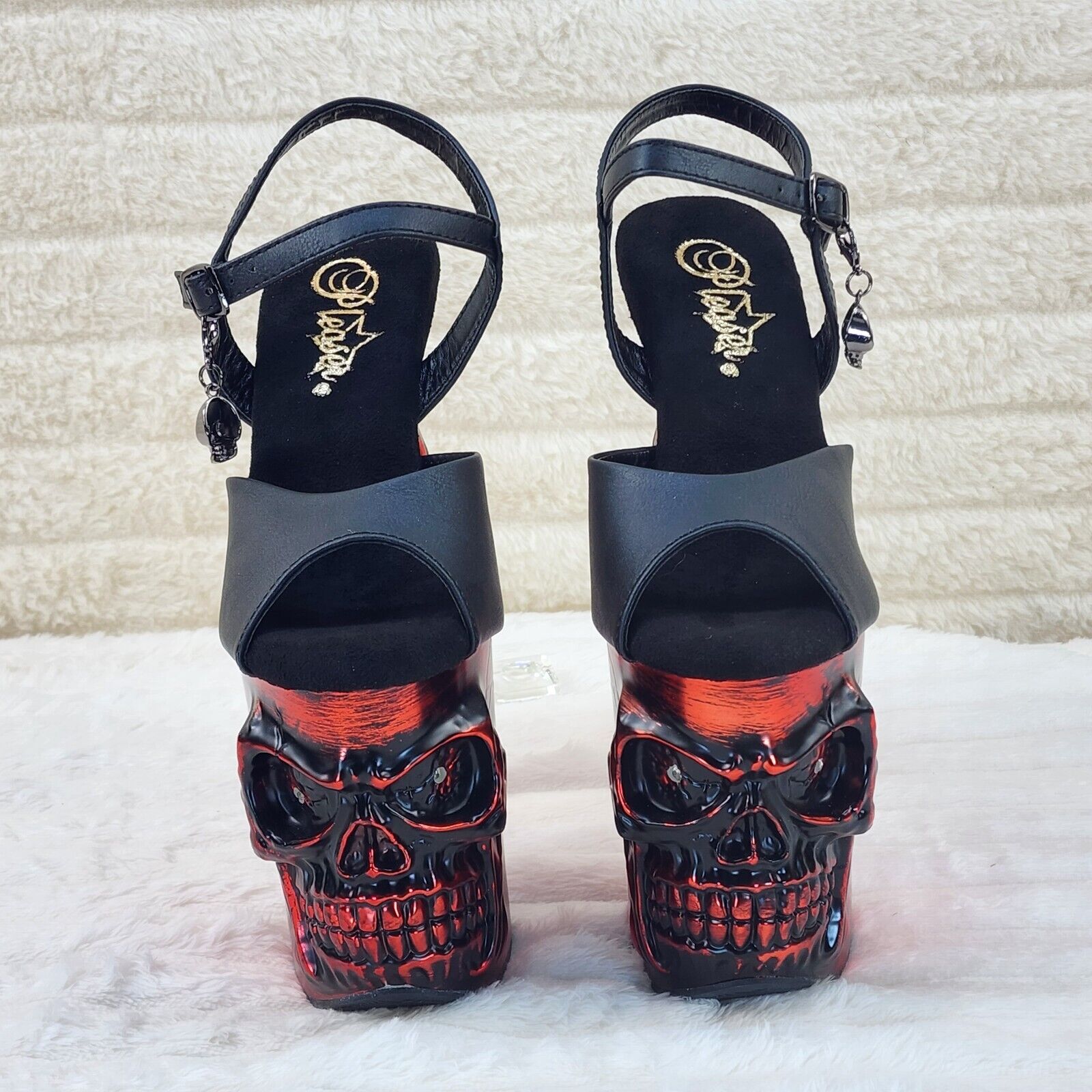Rapture Black Matte Red Skull & Bones LED 8" High Heel Platform Shoes 5-10 NY - Totally Wicked Footwear