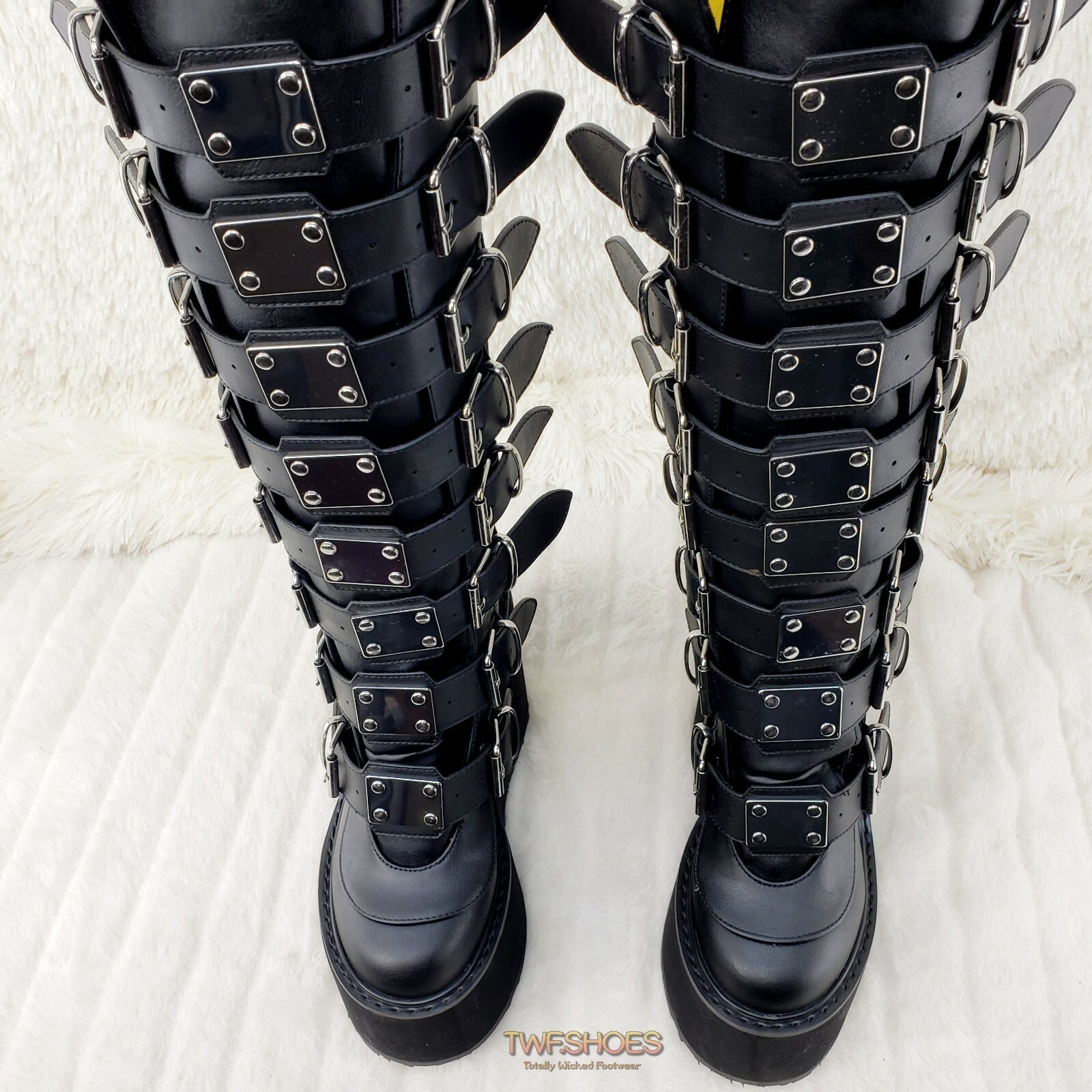 Trinity Swing 815 Black Matte Goth Knee Boot 5.5" Platform DEMONIANY