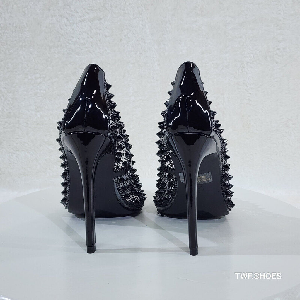 Spicy Stiletto PVC Clear Pumps Black Studs & Rhinestone Pumps Stiletto Heels - Totally Wicked Footwear