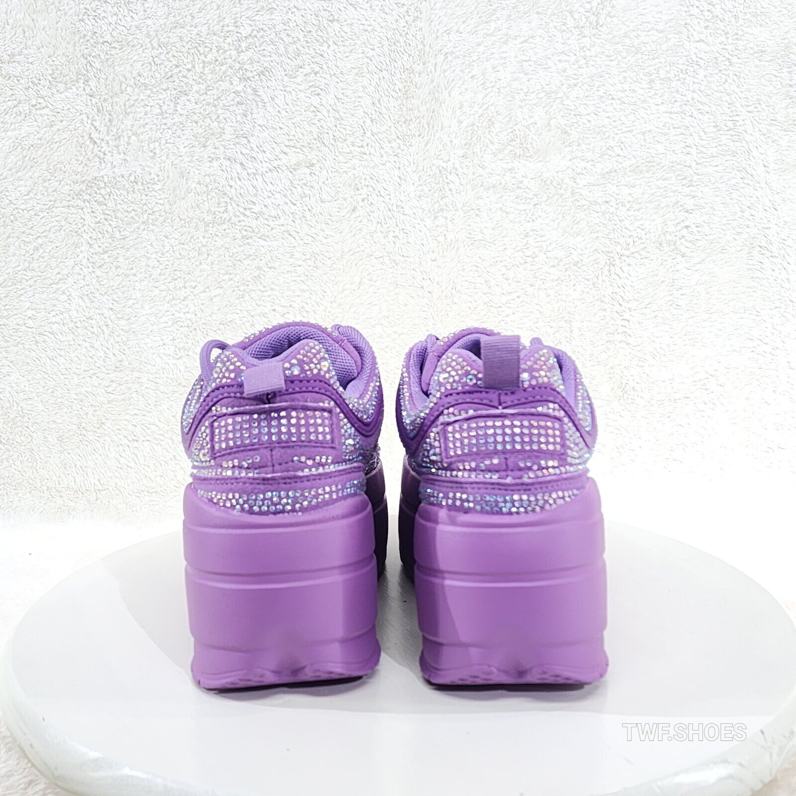 Cush Baby 2 Lilac Purple Rhinestone Platform Sneakers - Totally Wicked Footwear