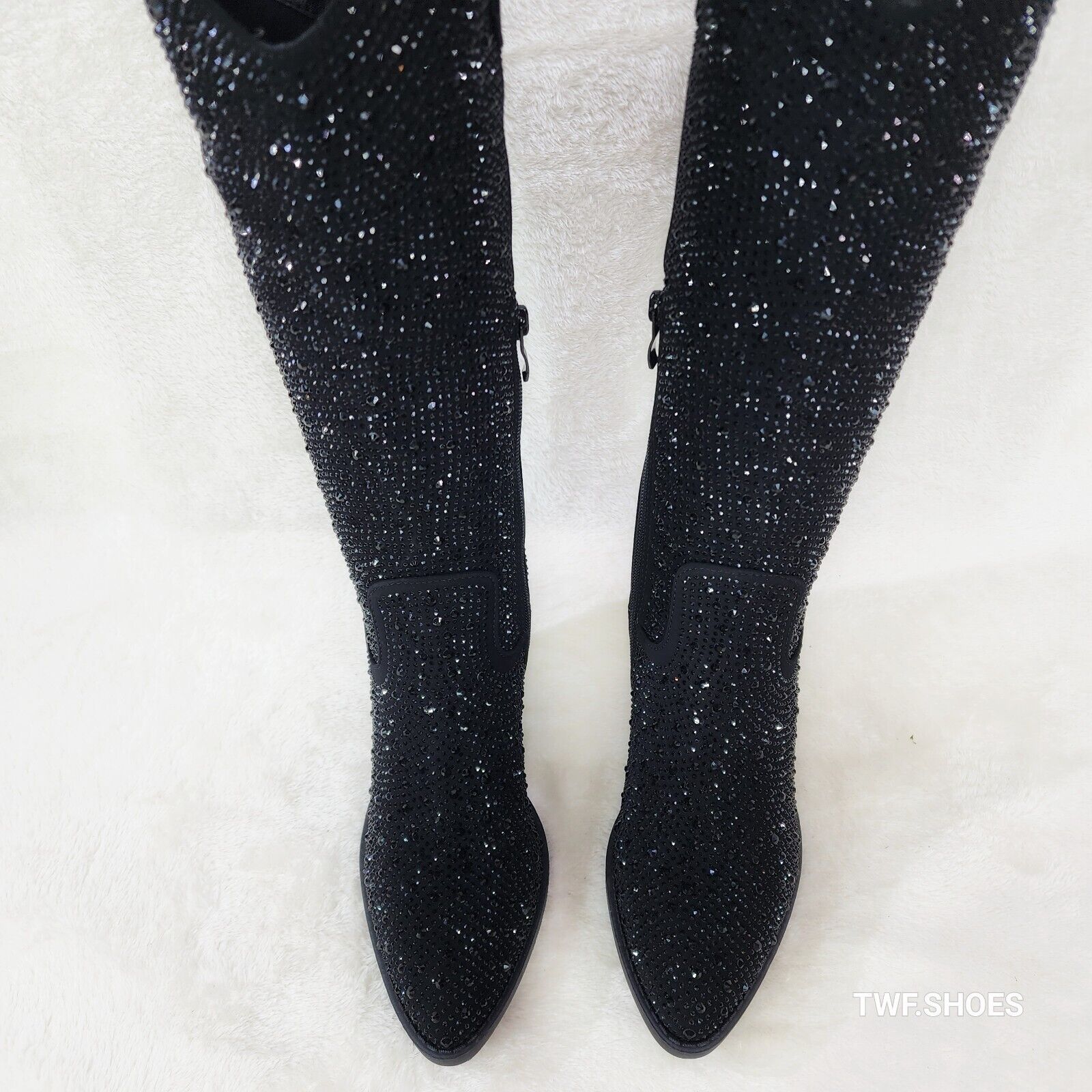 Wild One Glamour Black Rhinestone Glam Glitter Country Western Cowgirl Boots - Totally Wicked Footwear